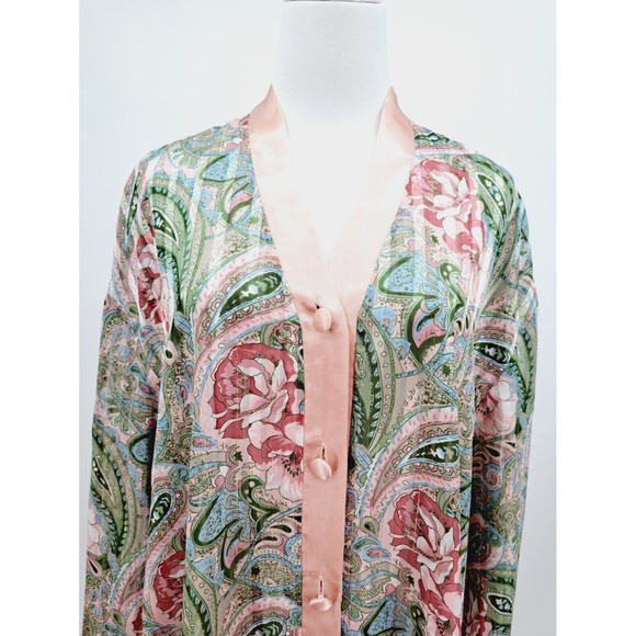 Vintage Gold Tag Victoria Secret Button Down Floral Tunic Night Dress Top Large - Picture 2 of 7